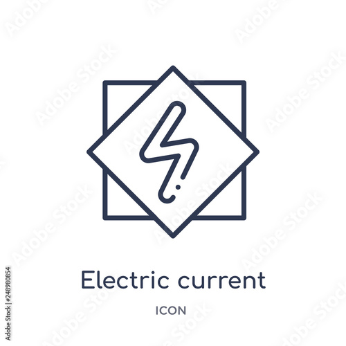 electric current icon from signs outline collection. Thin line electric current icon isolated on white background.