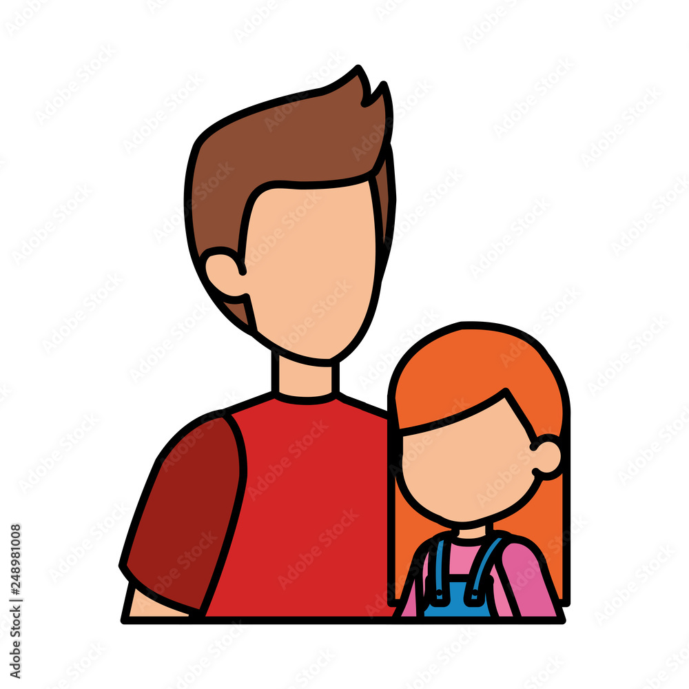 Fototapeta premium father with daughter characters
