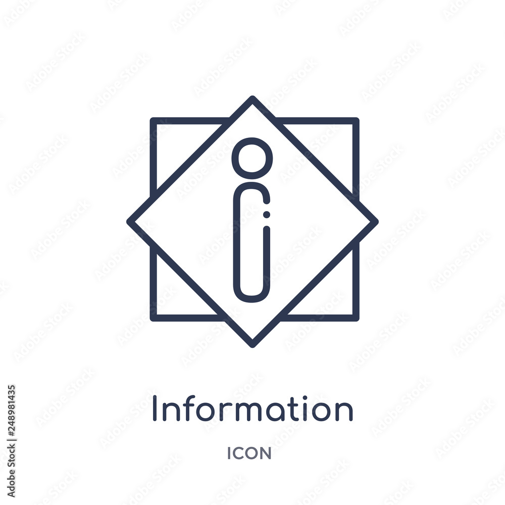 information icon from signs outline collection. Thin line information icon isolated on white background. information icon from signs outline collection. Thin line information icon isolated on white background.