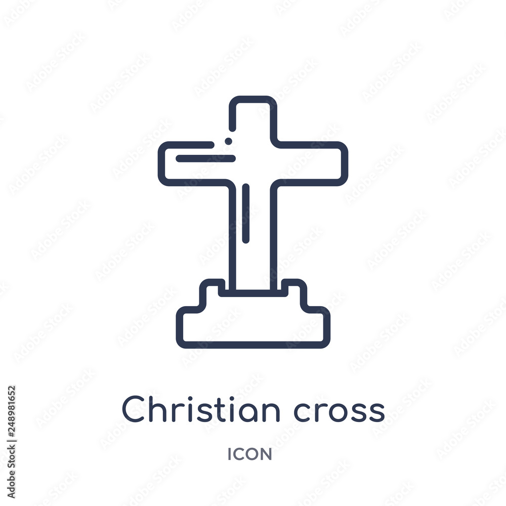 christian cross icon from shapes and symbols outline collection. Thin line christian cross icon isolated on white background. christian cross icon from shapes and symbols outline collection. Thin line christian cross icon isolated on white background.