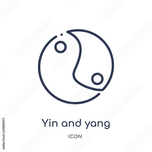 yin and yang icon from shapes and symbols outline collection. Thin line yin and yang icon isolated on white background.