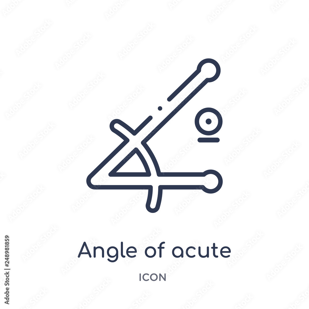 angle of acute icon from shapes outline collection. Thin line angle of acute icon isolated on white background.