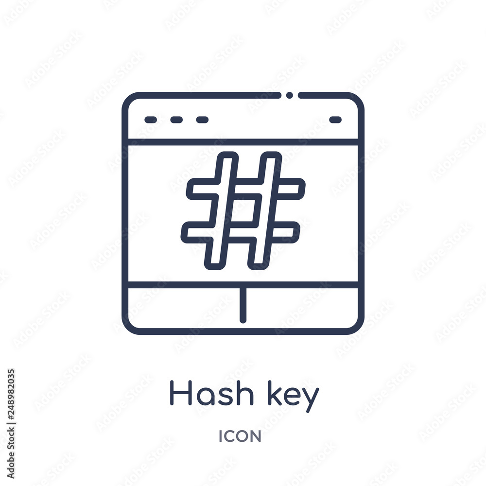 hash key icon from shapes outline collection. Thin line hash key icon ...