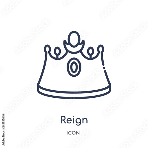 reign icon from shapes outline collection. Thin line reign icon isolated on white background.