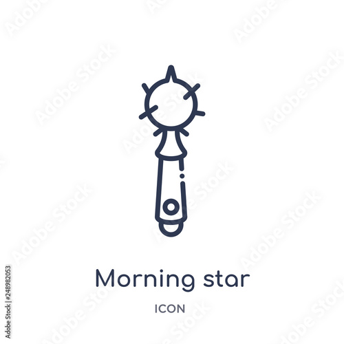 morning star icon from shapes outline collection. Thin line morning star icon isolated on white background.