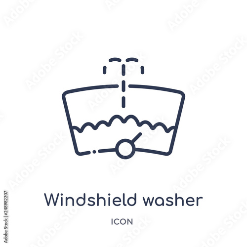 windshield washer icon from shapes outline collection. Thin line windshield washer icon isolated on white background.