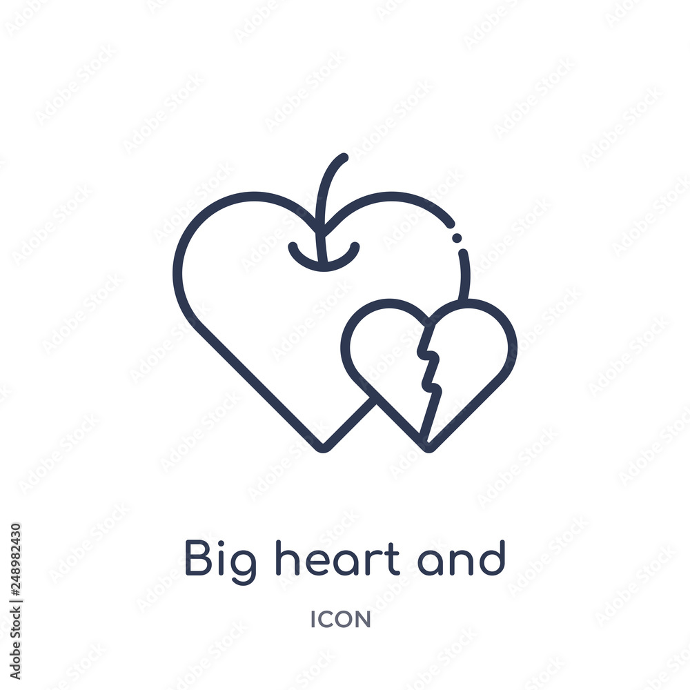 big heart and little heart icon from shapes outline collection. Thin line big heart and little heart icon isolated on white background. big heart and little heart icon from shapes outline collection. Thin line big heart and little heart icon isolated on white background.