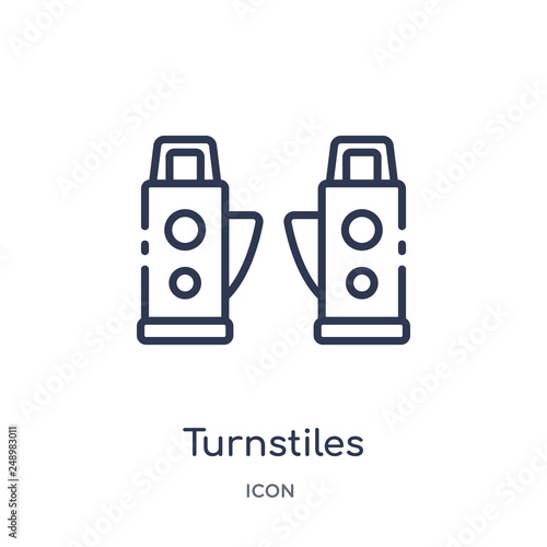 turnstiles icon from security outline collection. Thin line turnstiles icon isolated on white background.