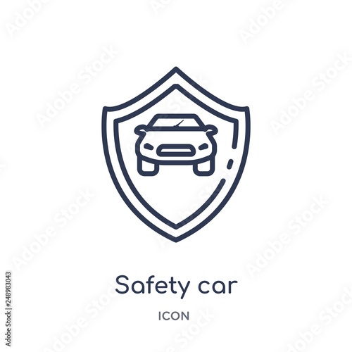 safety car icon from security outline collection. Thin line safety car icon isolated on white background.
