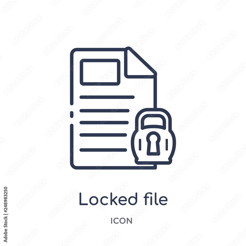 locked file icon from security outline collection. Thin line locked file icon isolated on white background. locked file icon from security outline collection. Thin line locked file icon isolated on white background.