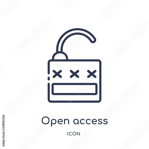 open access icon from security outline collection. Thin line open access icon isolated on white background.
