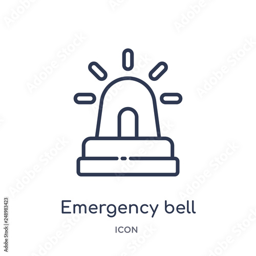 emergency bell icon from security outline collection. Thin line emergency bell icon isolated on white background.