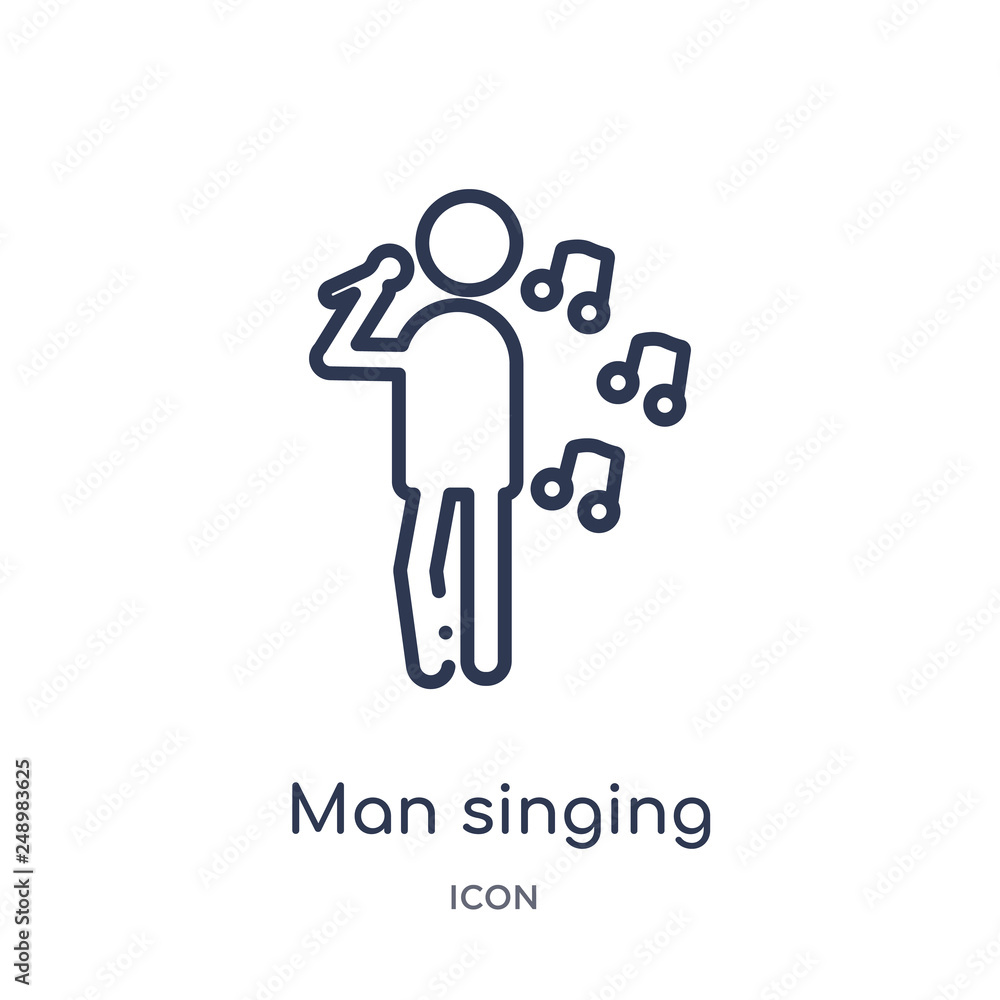 man singing icon from people outline collection. Thin line man singing icon isolated on white background. man singing icon from people outline collection. Thin line man singing icon isolated on white background.