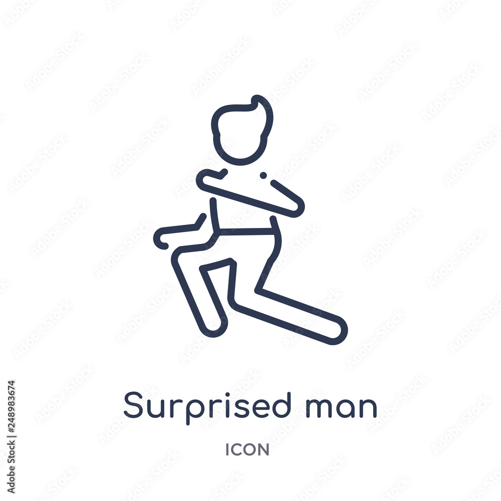 surprised man icon from people outline collection. Thin line surprised man icon isolated on white background. surprised man icon from people outline collection. Thin line surprised man icon isolated on white background.