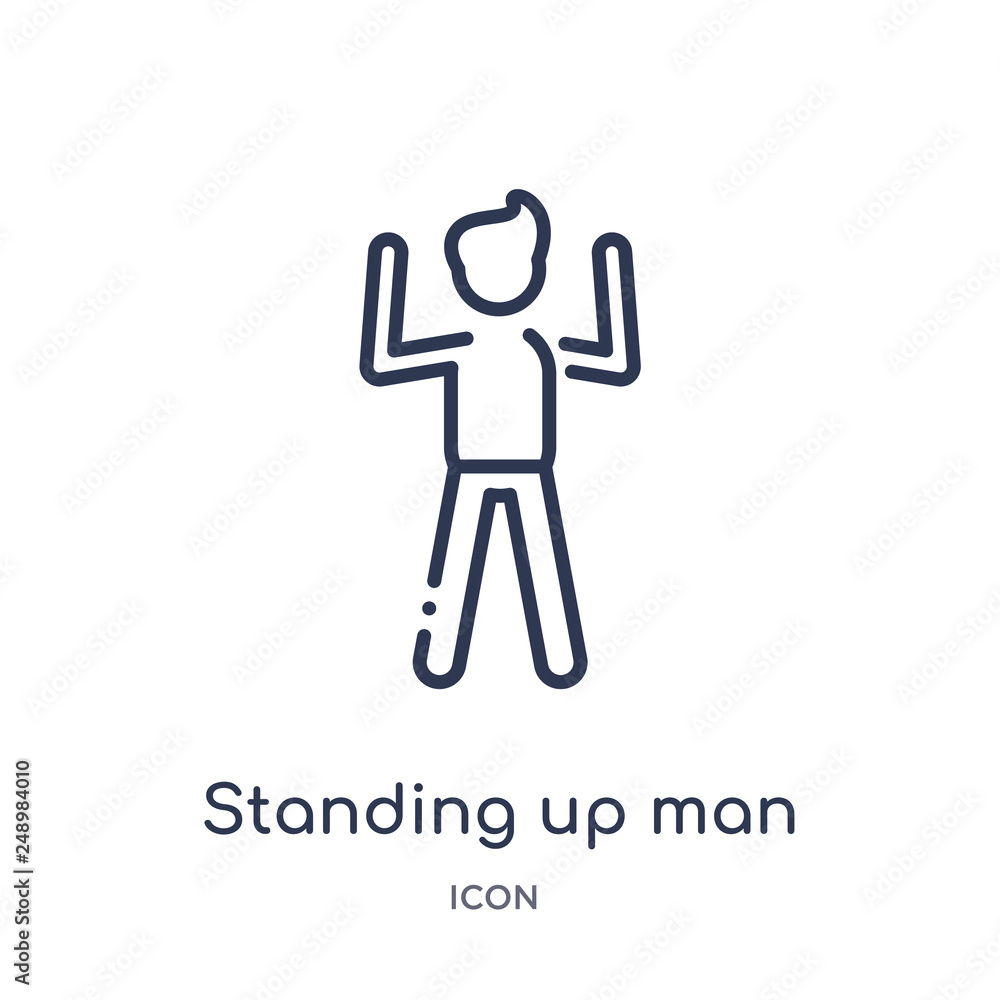 standing up man icon from people outline collection. Thin line standing up man icon isolated on white background. standing up man icon from people outline collection. Thin line standing up man icon isolated on white background.