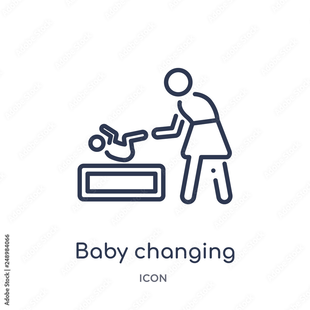 baby changing icon from people outline collection. Thin line baby changing icon isolated on white background.