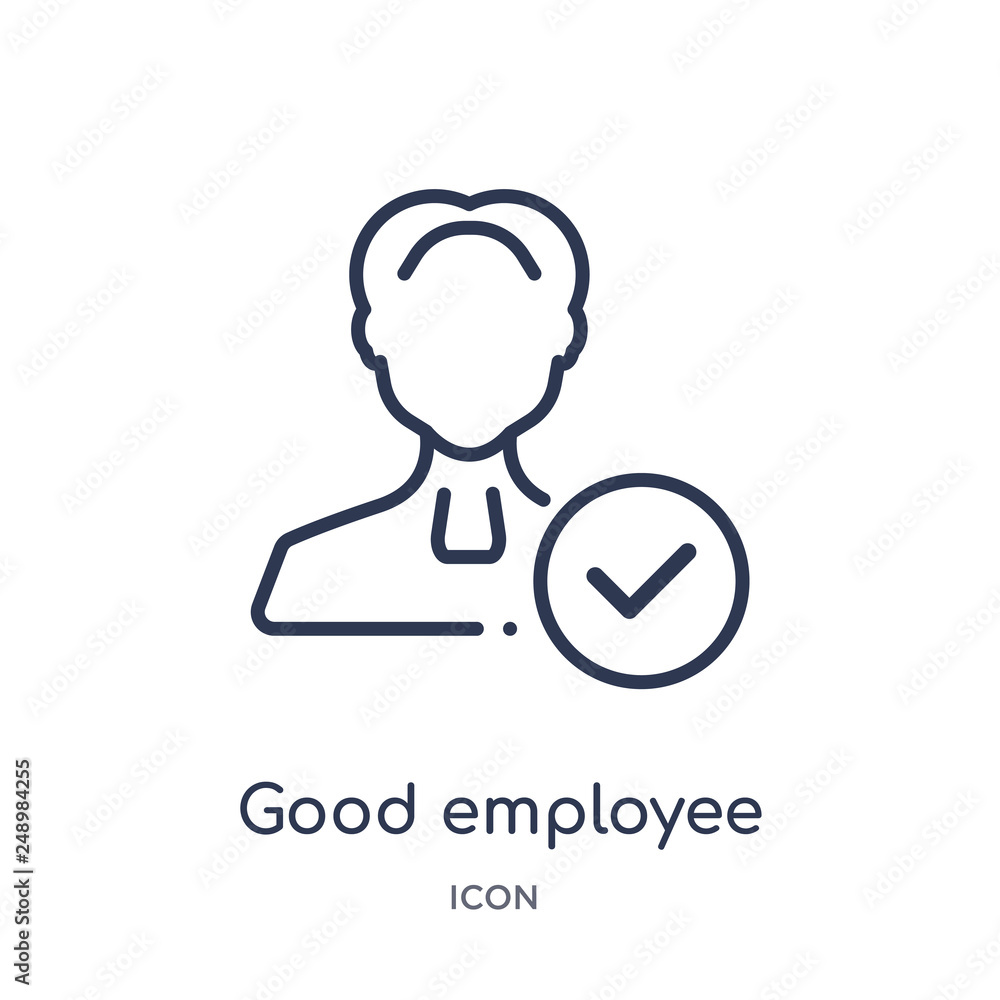good employee icon from people outline collection. Thin line good employee icon isolated on white background. good employee icon from people outline collection. Thin line good employee icon isolated on white background.