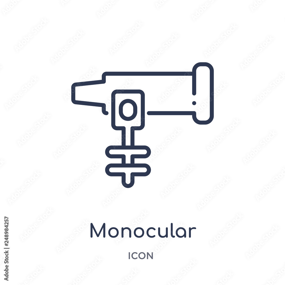monocular icon from people outline collection. Thin line monocular icon isolated on white background.