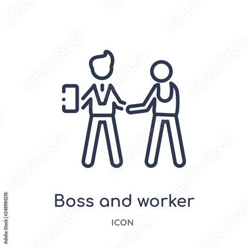boss and worker icon from people outline collection. Thin line boss and worker icon isolated on white background.