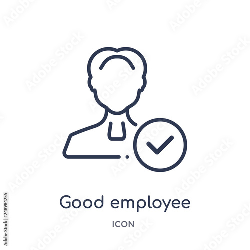 good employee icon from people outline collection. Thin line good employee icon isolated on white background.