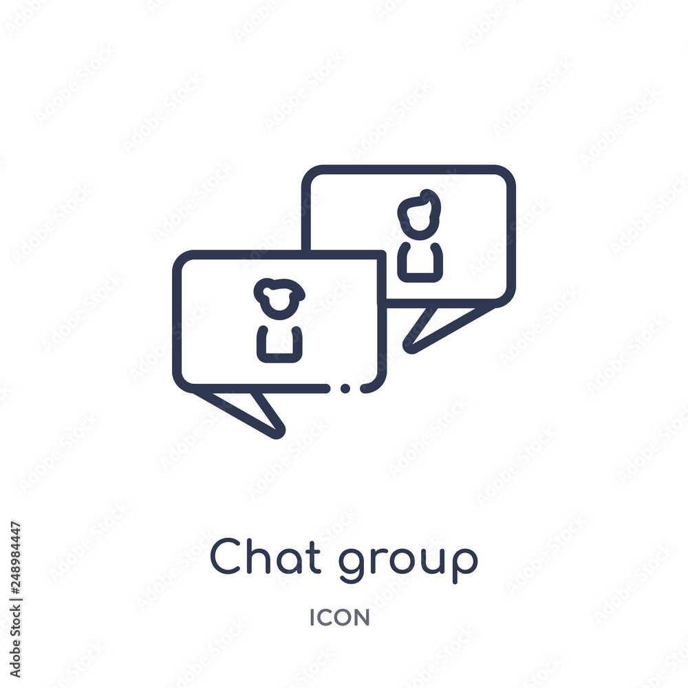 chat group icon from people outline collection. Thin line chat group icon isolated on white background. chat group icon from people outline collection. Thin line chat group icon isolated on white background.