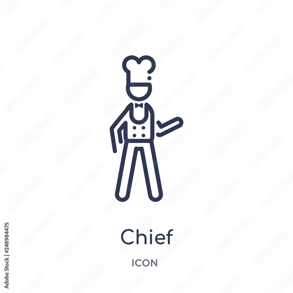 chief icon from people outline collection. Thin line chief icon isolated on white background. chief icon from people outline collection. Thin line chief icon isolated on white background.
