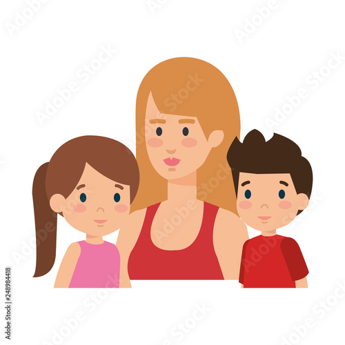 mother with daughter and son characters