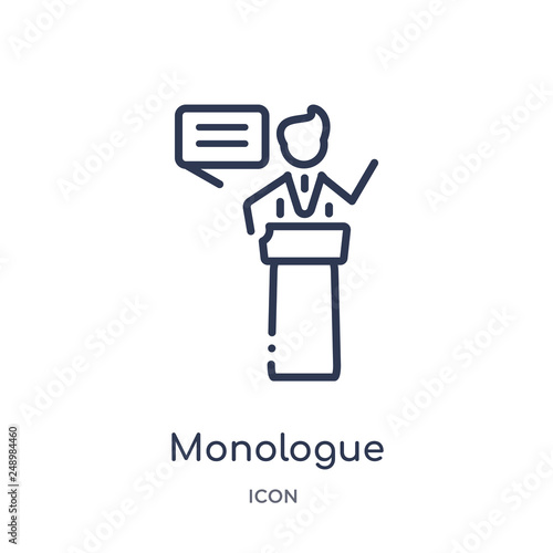 monologue icon from people outline collection. Thin line monologue icon isolated on white background.