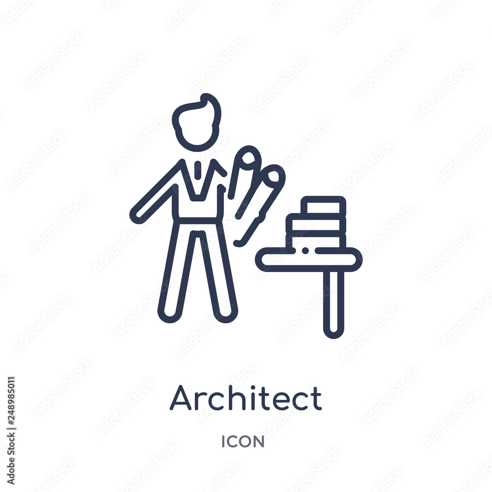 architect icon from people outline collection. Thin line architect icon isolated on white background. architect icon from people outline collection. Thin line architect icon isolated on white background.