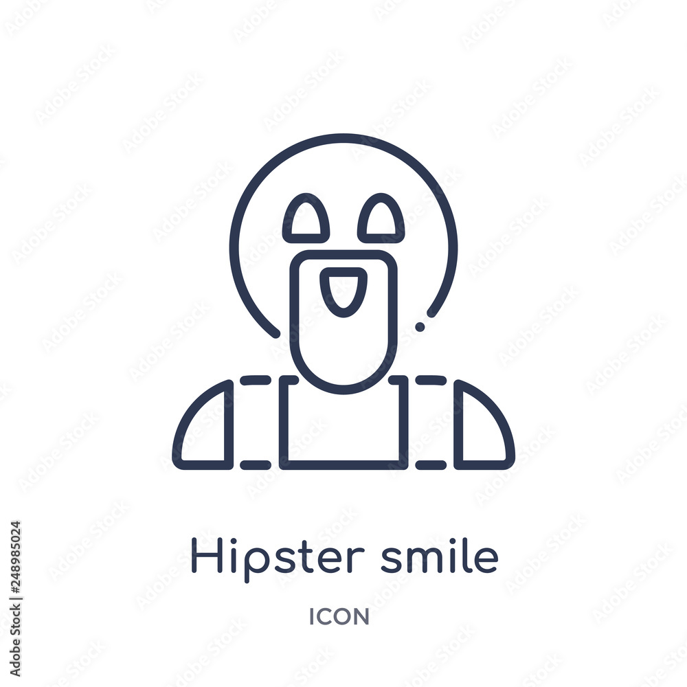 hipster smile icon from people outline collection. Thin line hipster smile icon isolated on white background. hipster smile icon from people outline collection. Thin line hipster smile icon isolated on white background.