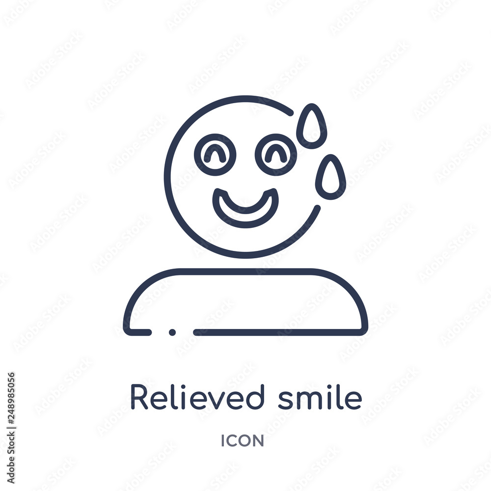 relieved smile icon from people outline collection. Thin line relieved smile icon isolated on white background. relieved smile icon from people outline collection. Thin line relieved smile icon isolated on white background.