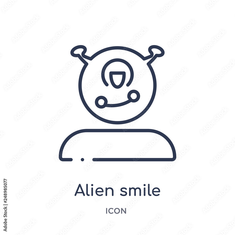 alien smile icon from people outline collection. Thin line alien smile icon isolated on white background. alien smile icon from people outline collection. Thin line alien smile icon isolated on white background.