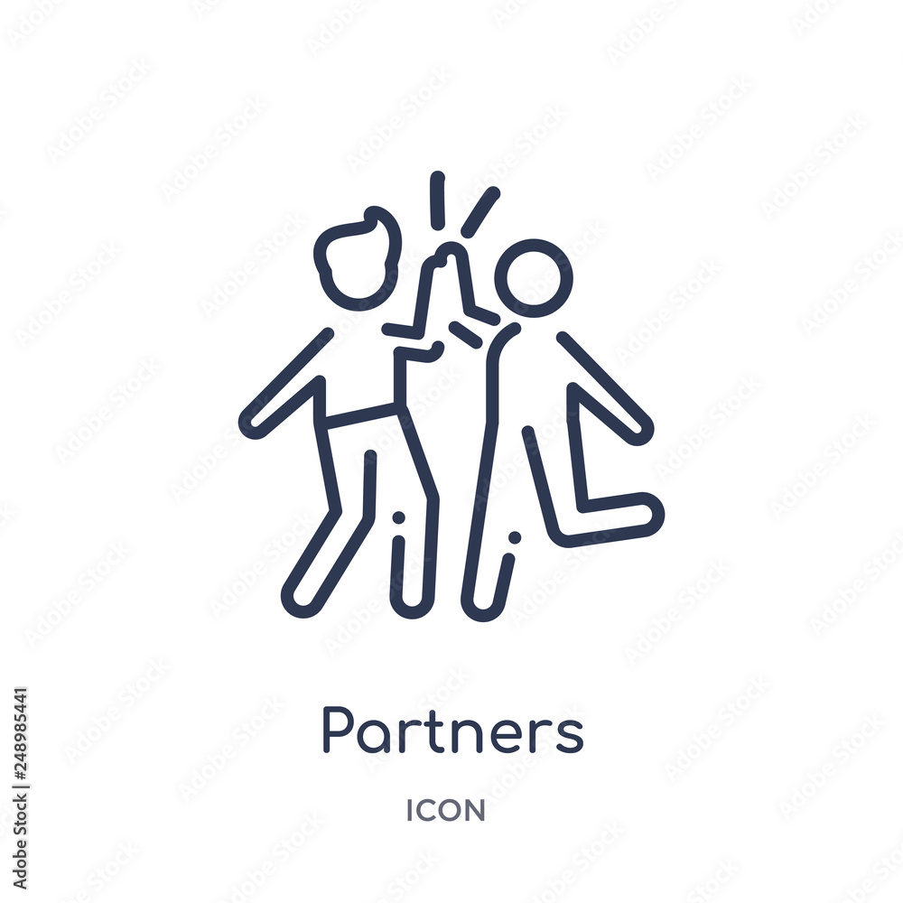 partners claping hands icon from people outline collection. Thin line partners claping hands icon isolated on white background. partners claping hands icon from people outline collection. Thin line partners claping hands icon isolated on white background.