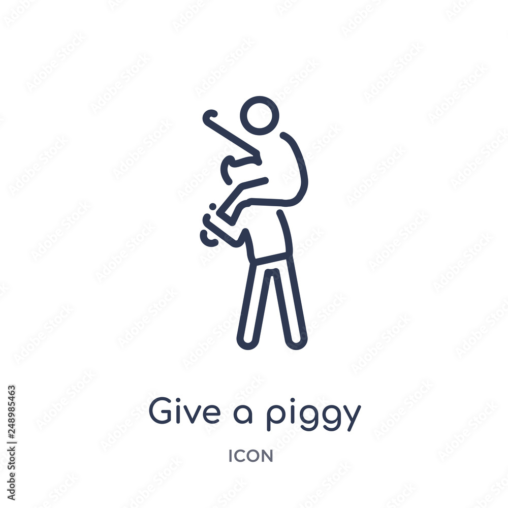 give a piggy back ride icon from people outline collection. Thin line give a piggy back ride icon isolated on white background.