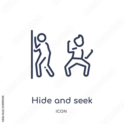 hide and seek icon from people outline collection. Thin line hide and seek icon isolated on white background.