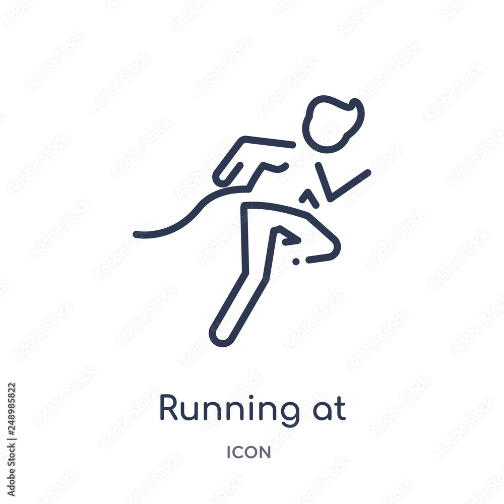 running at finish icon from people outline collection. Thin line running at finish icon isolated on white background.
