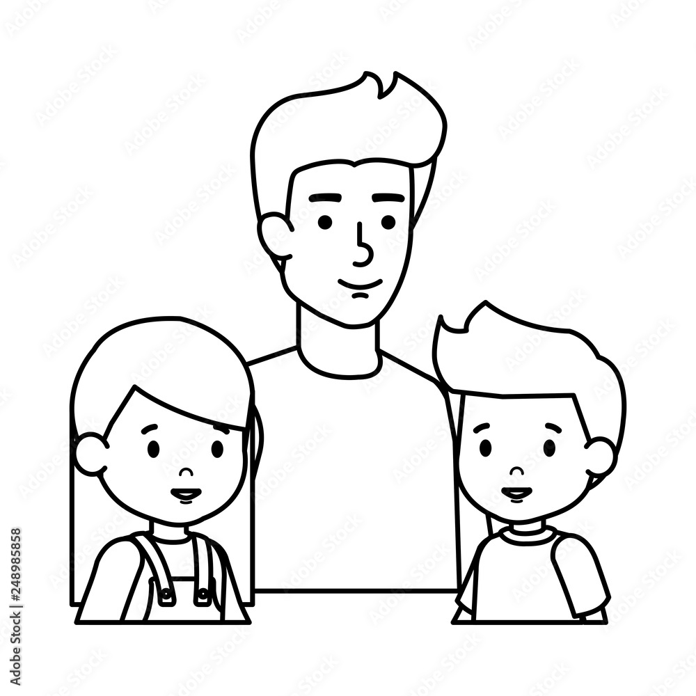 father with son and daughter characters father with son and daughter characters
