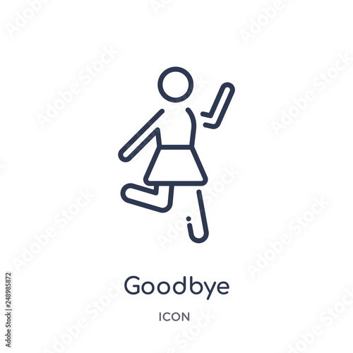 goodbye icon from people outline collection. Thin line goodbye icon isolated on white background.