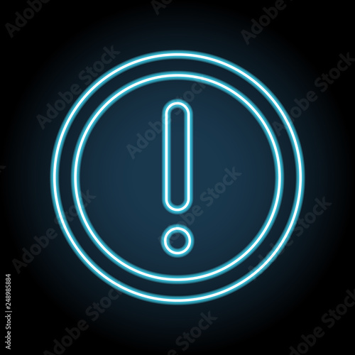 Exclamation mark neon icon. Simple thin line, outline vector of web, minimalistic icons for UI and UX, website or mobile application