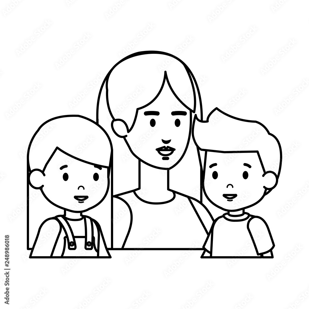 mother with daughter and son characters mother with daughter and son characters