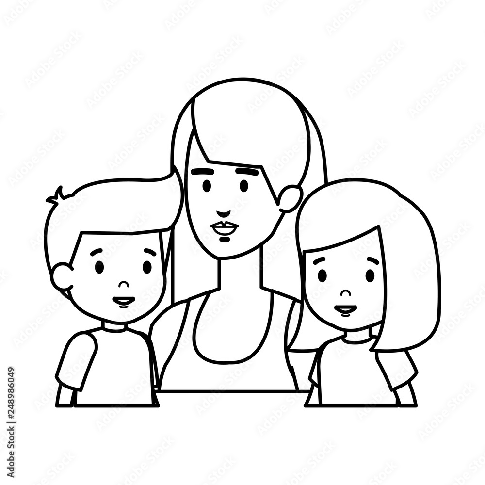 mother with daughter and son characters mother with daughter and son characters