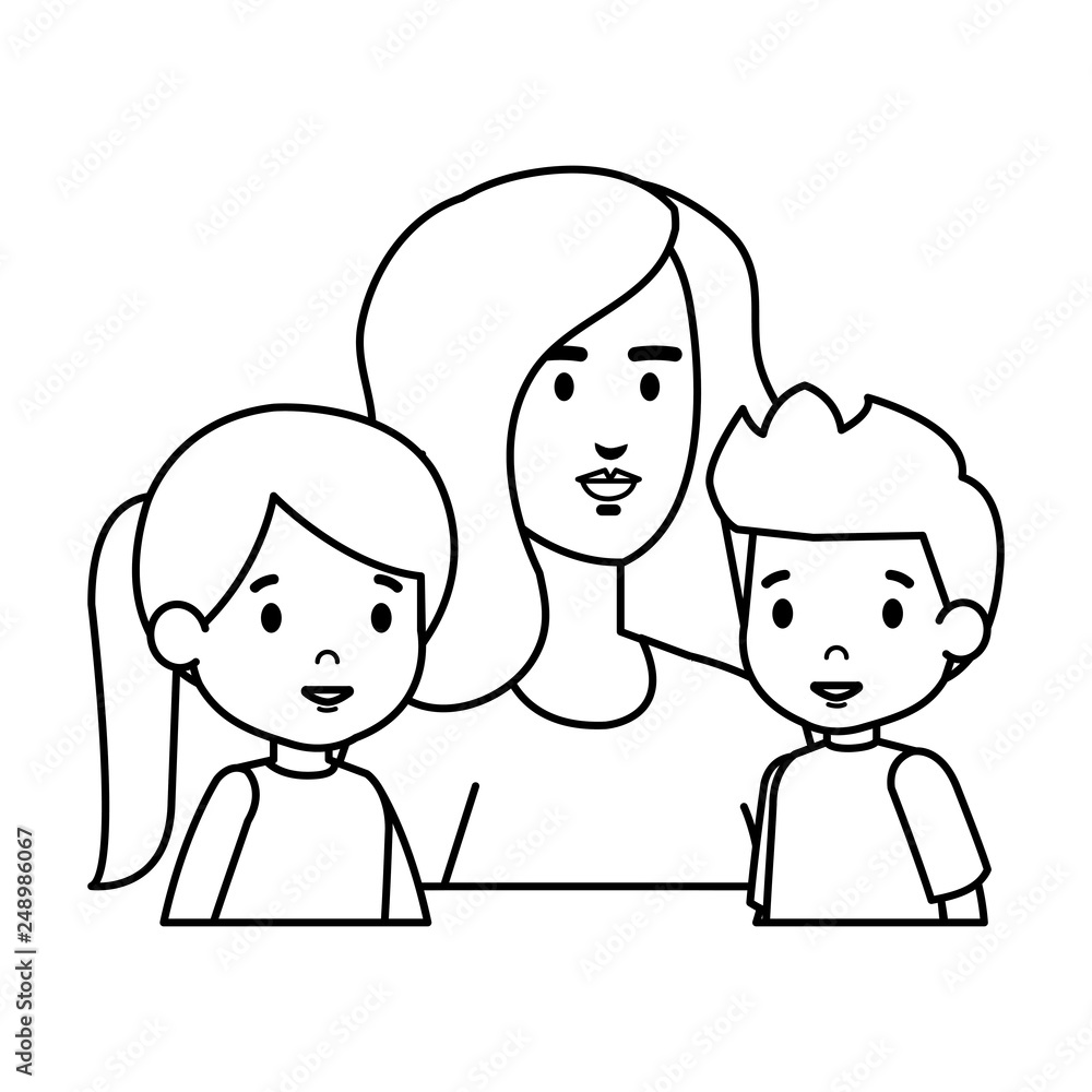 mother with daughter and son characters mother with daughter and son characters
