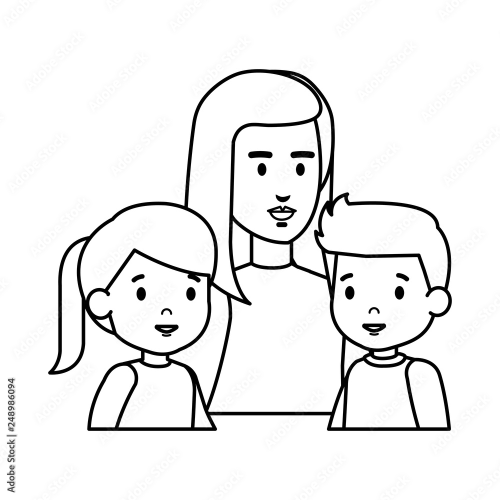 mother with daughter and son characters mother with daughter and son characters