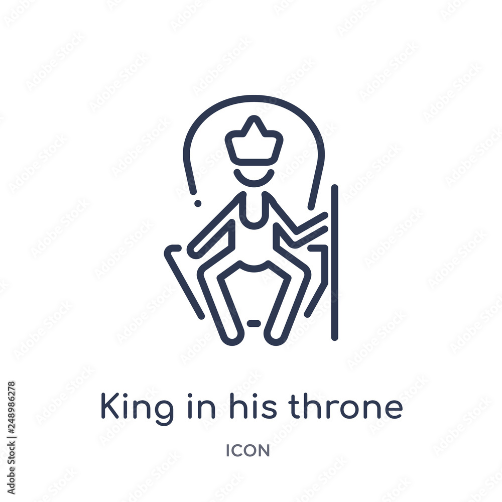 king in his throne icon from people outline collection. Thin line king in his throne icon isolated on white background. king in his throne icon from people outline collection. Thin line king in his throne icon isolated on white background.