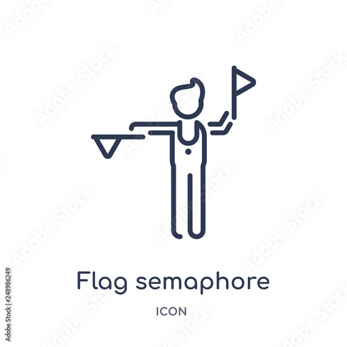 flag semaphore language icon from people outline collection. Thin line flag semaphore language icon isolated on white background.