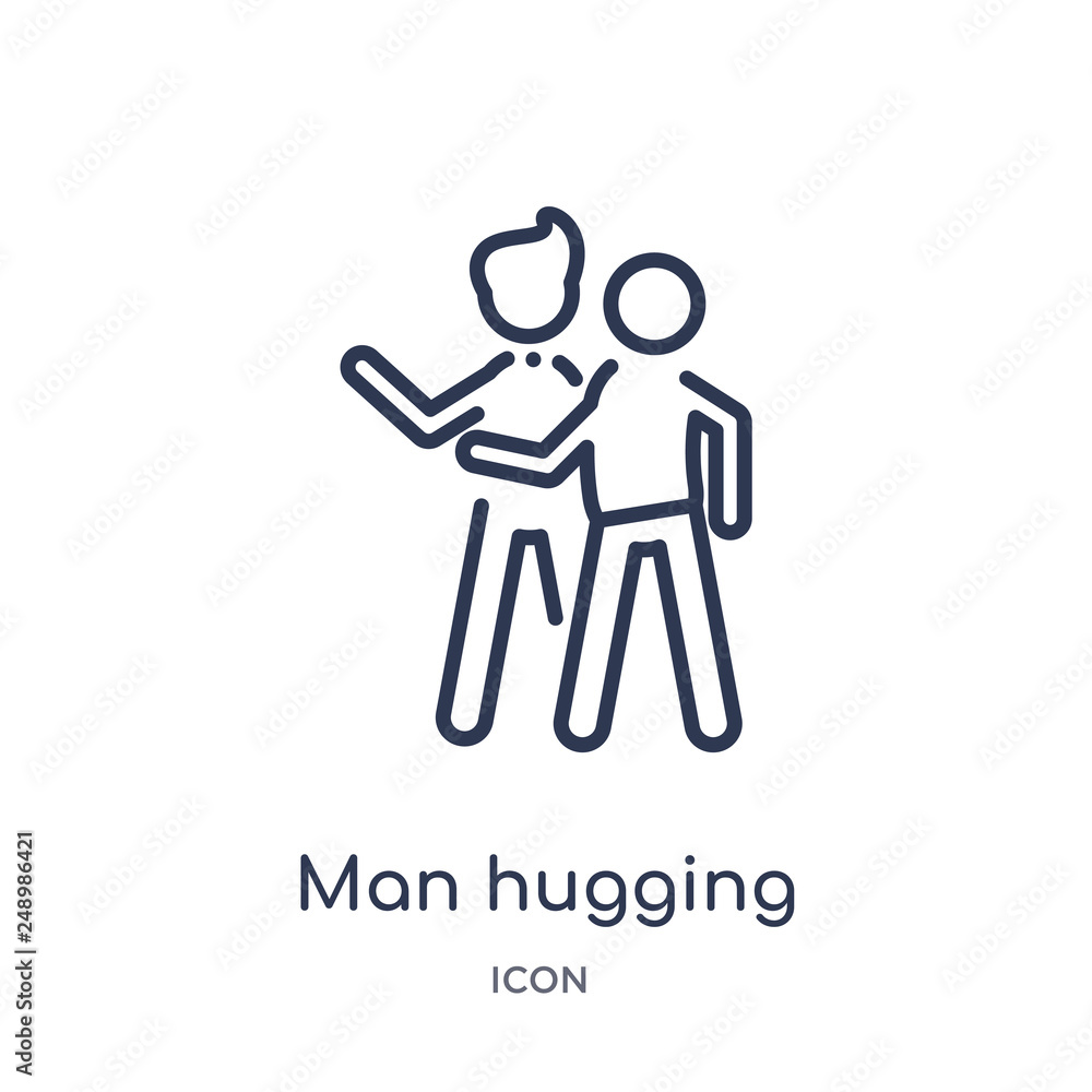 man hugging icon from people outline collection. Thin line man hugging icon isolated on white background. man hugging icon from people outline collection. Thin line man hugging icon isolated on white background.