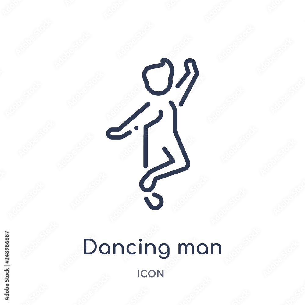 dancing man icon from people outline collection. Thin line dancing man icon isolated on white background.