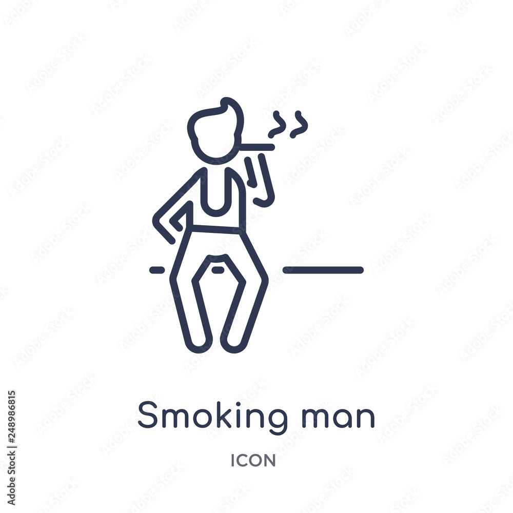 smoking man icon from people outline collection. Thin line smoking man icon isolated on white background.