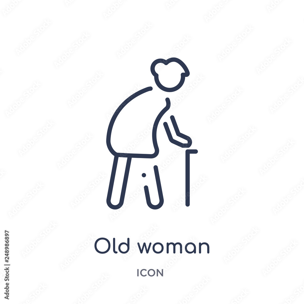 old woman icon from people outline collection. Thin line old woman icon isolated on white background. old woman icon from people outline collection. Thin line old woman icon isolated on white background.