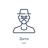 zorro icon from people outline collection. Thin line zorro icon isolated on white background.